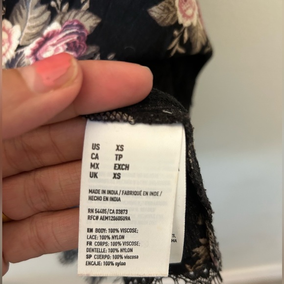 American Eagle black floral spaghetti straps slip dress - Picture 5 of 6